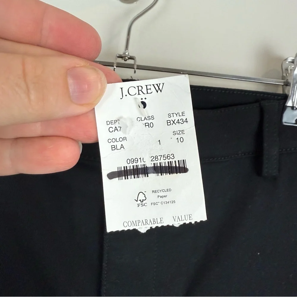 NWT J. Crew Wide Leg Chino Pant Black Sz 10